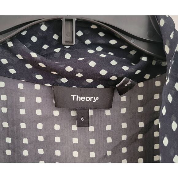 Theory Silk Chiffon Neck Tie Diamond Print Dress 6 - Picture 9 of 10